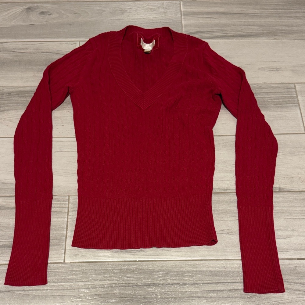 American Eagle Outfitters Deep Red V-Neck Sweater